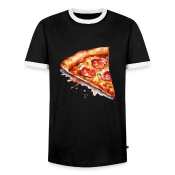 pizza - T-shirt contrasté Homme - noir/blanc - Devant - AI Model Female 172 light (172cm) & AI Model Male 178 light (178cm)