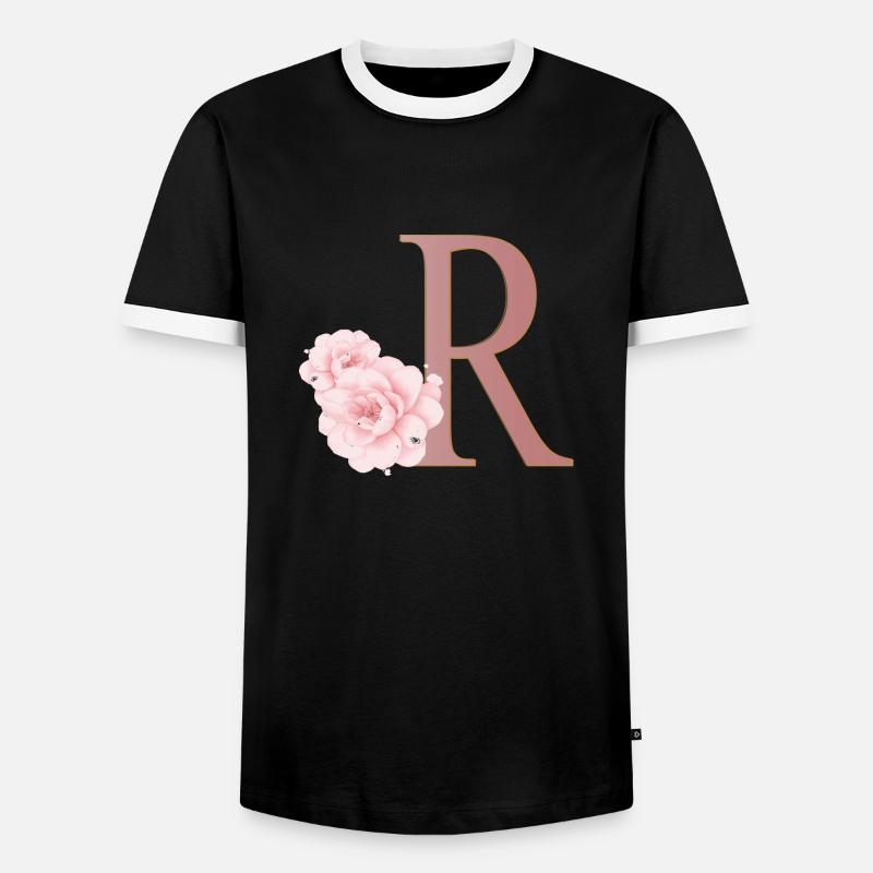 Buchstabe R mit Blumen - Männer Kontrast-T-Shirt - Schwarz/Weiß