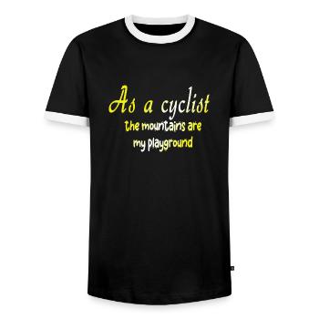 Bicycle Bicycle Bicycle Bike Biker MTB 9 - Men's Ringer Shirt - black/white - Front - AI Model Female 172 light (172cm) & AI Model Male 178 light (178cm)