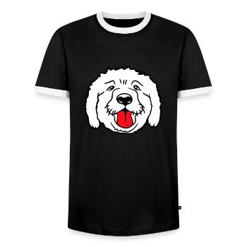 Cher chien tire la langue joyeusement - T-shirt contrasté Homme - noir/blanc - Devant - AI Model Female 172 light (172cm) & AI Model Male 178 light (178cm)