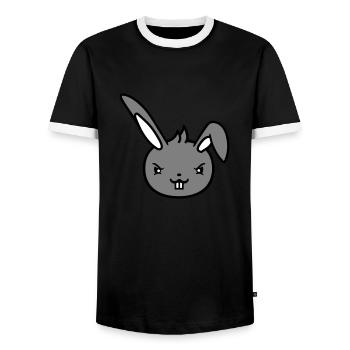 Hase Böser Blick Frech Cool Entschlossen Lustig - Männer Kontrast-T-Shirt - Schwarz/Weiß - Vorne - AI Model Female 172 light (172cm) & AI Model Male 178 light (178cm)