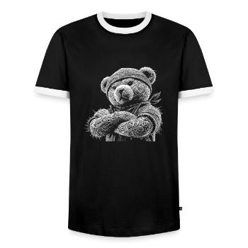 Teddybär - Männer Kontrast-T-Shirt - Schwarz/Weiß - Vorne - AI Model Female 172 light (172cm) & AI Model Male 178 light (178cm)