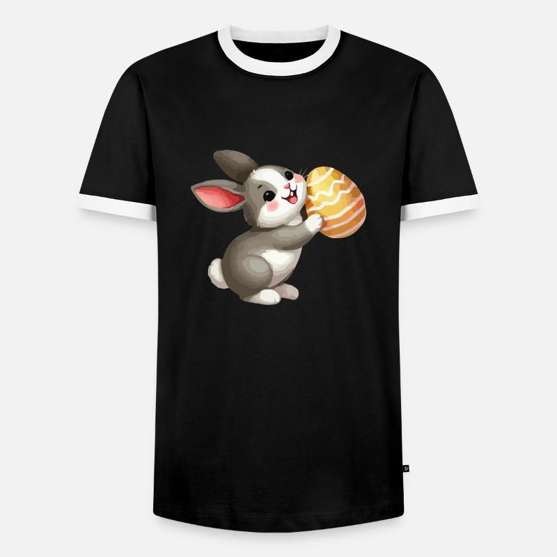 bunny rabbit easter - Men's Ringer Shirt - black/white