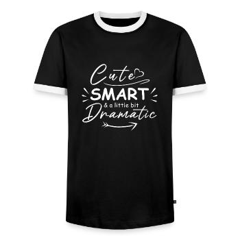 Niedlich, klug und ein bisschen dramatisch - Männer Kontrast-T-Shirt - Schwarz/Weiß - Vorne - AI Model Female 172 light (172cm) & AI Model Male 178 light (178cm)