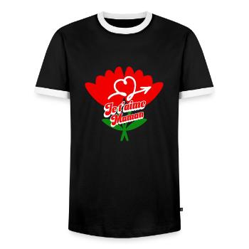 I Love You Mom Mother's Day - Men's Ringer Shirt - black/white - Front - AI Model Female 172 light (172cm) & AI Model Male 178 light (178cm)
