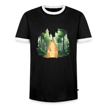 Starke Murmeltier-Naturlandschaft - Männer Kontrast-T-Shirt - Schwarz/Weiß - Vorne - AI Model Female 172 light (172cm) & AI Model Male 178 light (178cm)