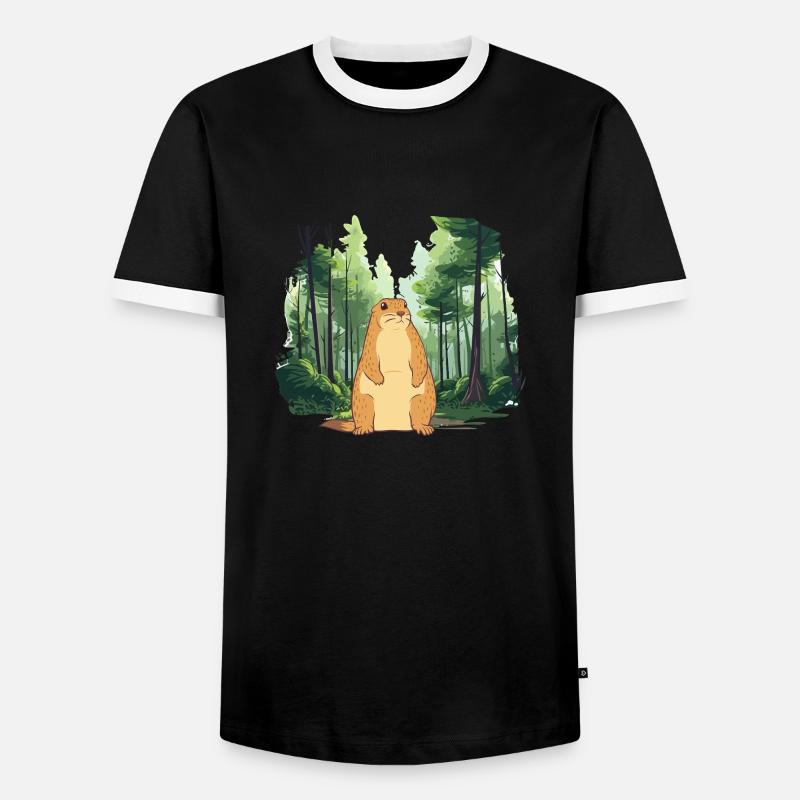 Starke Murmeltier-Naturlandschaft - Männer Kontrast-T-Shirt - Schwarz/Weiß