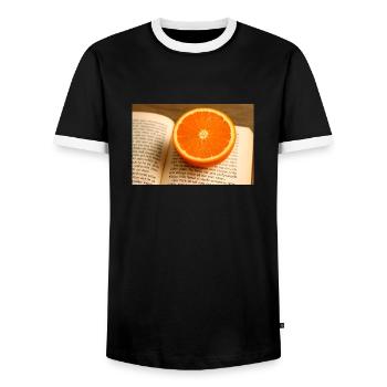 Hêtre et orange - T-shirt contrasté Homme - noir/blanc - Devant - AI Model Female 172 light (172cm) & AI Model Male 178 light (178cm)