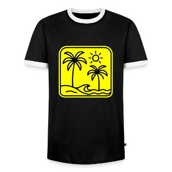 Plage de Palm Trees - T-shirt contrasté Homme - noir/blanc - Devant - AI Model Female 172 light (172cm) & AI Model Male 178 light (178cm)