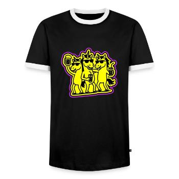 Einhorn Team Party - Männer Kontrast-T-Shirt - Schwarz/Weiß - Vorne - AI Model Female 172 light (172cm) & AI Model Male 178 light (178cm)