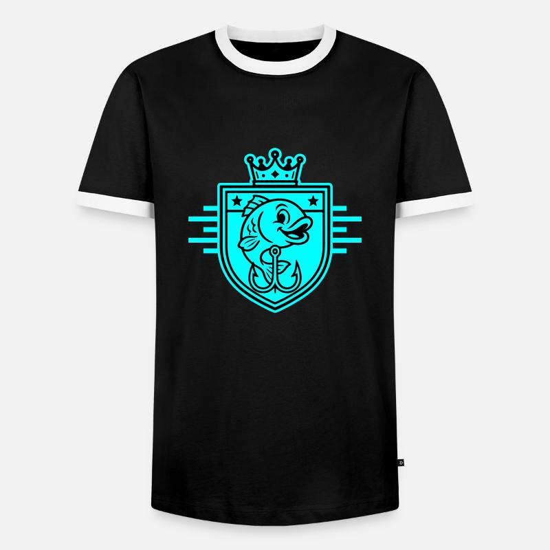 Fishhook Fish Comic - Men's Ringer Shirt - black/white
