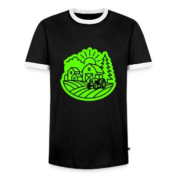 Farm Agriculture - Men's Ringer Shirt - black/white - Front - AI Model Female 172 light (172cm) & AI Model Male 178 light (178cm)