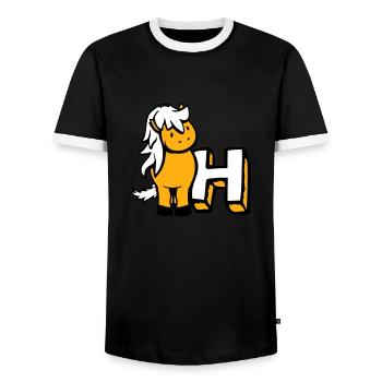 Horse H Horse Letter ABC English Learning School - Men's Ringer Shirt - black/white - Front - AI Model Female 172 light (172cm) & AI Model Male 178 light (178cm)