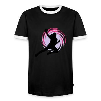 Wirbel Handballerin - Männer Kontrast-T-Shirt - Schwarz/Weiß - Vorne - AI Model Female 172 light (172cm) & AI Model Male 178 light (178cm)