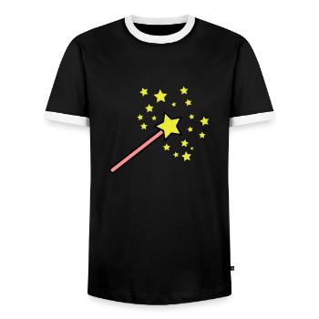 zauberstab_3c - Men's Ringer Shirt - black/white - Front - AI Model Female 172 light (172cm) & AI Model Male 178 light (178cm)