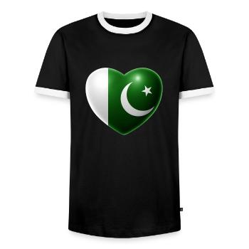 Coeur (Pakistan) - T-shirt contrasté Homme - noir/blanc - Devant - AI Model Female 172 light (172cm) & AI Model Male 178 light (178cm)