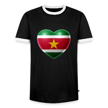 Coeur (Suriname) - T-shirt contrasté Homme - noir/blanc - Devant - AI Model Female 172 light (172cm) & AI Model Male 178 light (178cm)