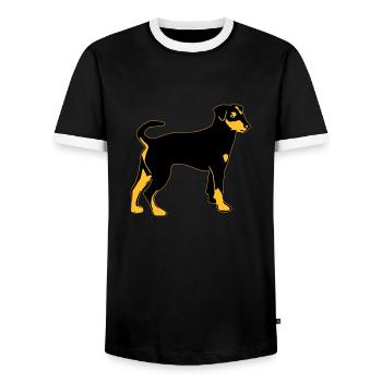 pinscher hund - Männer Kontrast-T-Shirt - Schwarz/Weiß - Vorne - AI Model Female 172 light (172cm) & AI Model Male 178 light (178cm)