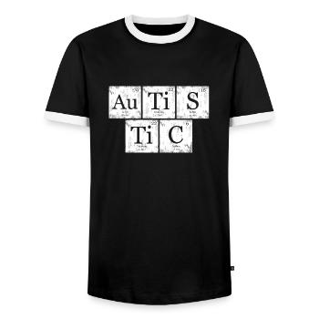 Tableau Périodique AuTiSTiC Nerd Geek - T-shirt contrasté Homme - noir/blanc - Devant - AI Model Female 172 light (172cm) & AI Model Male 178 light (178cm)