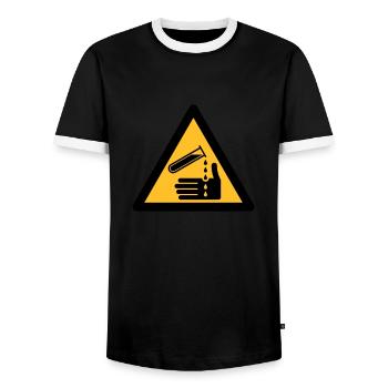 Hazard Symbol - Corrosive (2-color) - Men's Ringer Shirt - black/white - Front - AI Model Female 172 light (172cm) & AI Model Male 178 light (178cm)