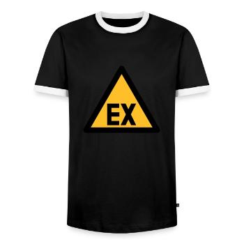 Hazard Symbol - Explosion Danger (2-color) - Men's Ringer Shirt - black/white - Front - AI Model Female 172 light (172cm) & AI Model Male 178 light (178cm)