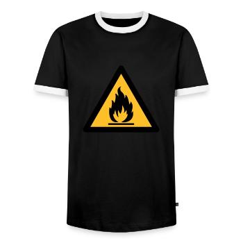 Hazard Symbol - Flammable (2-color) - Men's Ringer Shirt - black/white - Front - AI Model Female 172 light (172cm) & AI Model Male 178 light (178cm)