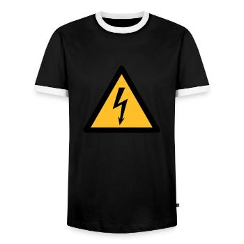 Hazard Symbol - High Voltage (2-color) - Men's Ringer Shirt - black/white - Front - AI Model Female 172 light (172cm) & AI Model Male 178 light (178cm)