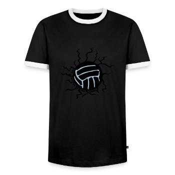 Crack volley impact ground volleyball waterpolo - Men's Ringer Shirt - black/white - Front - AI Model Female 172 light (172cm) & AI Model Male 178 light (178cm)