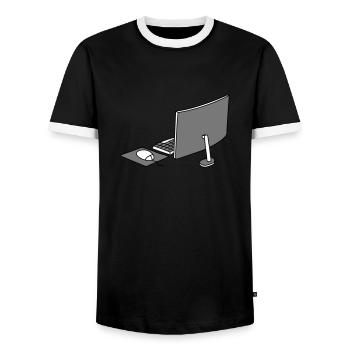 maus tastatur bildschirm home office buero arbeits - Männer Kontrast-T-Shirt - Schwarz/Weiß - Vorne - AI Model Female 172 light (172cm) & AI Model Male 178 light (178cm)