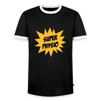 Super Physio - Men's Ringer Shirt - black/white - Front - AI Model Female 172 light (172cm) & AI Model Male 178 light (178cm)