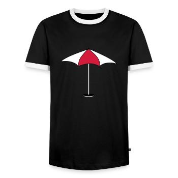 umbrella umbrella sun protection beach sea - Men's Ringer Shirt - black/white - Front - AI Model Female 172 light (172cm) & AI Model Male 178 light (178cm)
