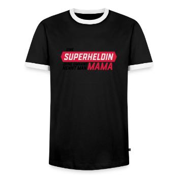 Superheld ohne Umhang Mama - Männer Kontrast-T-Shirt - Schwarz/Weiß - Vorne - AI Model Female 172 light (172cm) & AI Model Male 178 light (178cm)
