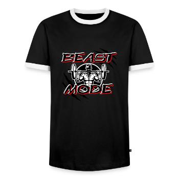 BEAST MODE // BLANC - T-shirt contrasté Homme - noir/blanc - Devant - AI Model Female 172 light (172cm) & AI Model Male 178 light (178cm)