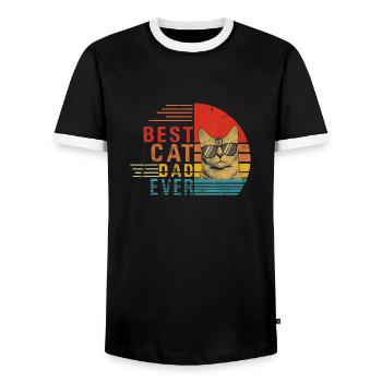 Papa meilleur chat papa jamais t-shirt père papa chat - T-shirt contrasté Homme - noir/blanc - Devant - AI Model Female 172 light (172cm) & AI Model Male 178 light (178cm)