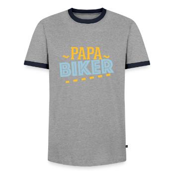 Daddy biker - - Men's Ringer Shirt - grey/navy  - Front - AI Model Female 172 light (172cm) & AI Model Male 178 light (178cm)