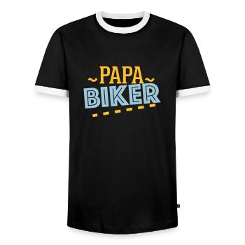 Papa Biker - - Männer Kontrast-T-Shirt - Schwarz/Weiß - Vorne - AI Model Female 172 light (172cm) & AI Model Male 178 light (178cm)