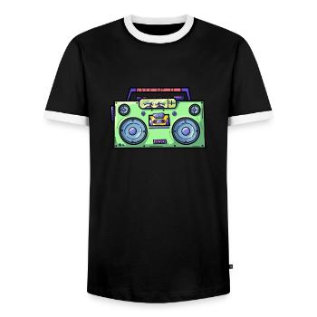 Musique Oldschool - T-shirt contrasté Homme - noir/blanc - Devant - AI Model Female 172 light (172cm) & AI Model Male 178 light (178cm)