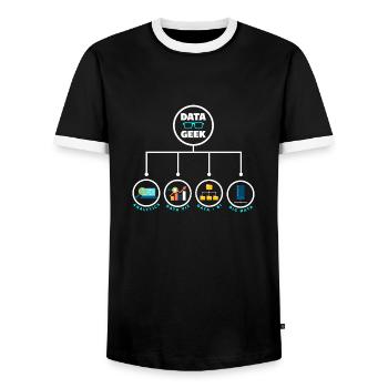 Data Analysis Data Geek Engineering Business - Men's Ringer Shirt - black/white - Front - AI Model Female 172 light (172cm) & AI Model Male 178 light (178cm)