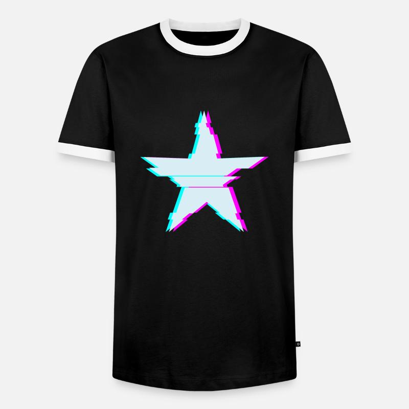 Stern mit Glitch Effekt - Männer Kontrast-T-Shirt - Schwarz/Weiß