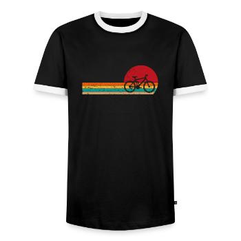 Bicycle Gift Cyclist Sport Downhill - Men's Ringer Shirt - black/white - Front - AI Model Female 172 light (172cm) & AI Model Male 178 light (178cm)
