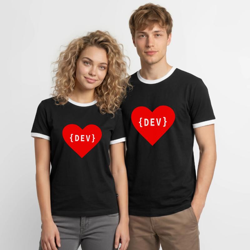 Software Developer, Liebe Code DEV Développeur Tag T-shirt contrasté Homme