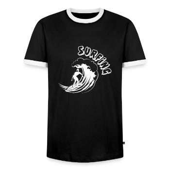 Vague Surf Surf Surf Surf Surfer - T-shirt contrasté Homme - noir/blanc - Devant - AI Model Female 172 light (172cm) & AI Model Male 178 light (178cm)