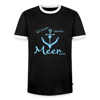 Meer und Anker Sprüche - Männer Kontrast-T-Shirt - Schwarz/Weiß - Vorne - AI Model Female 172 light (172cm) & AI Model Male 178 light (178cm)