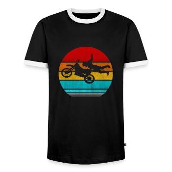 Motorrad - Männer Kontrast-T-Shirt - Schwarz/Weiß - Vorne - AI Model Female 172 light (172cm) & AI Model Male 178 light (178cm)
