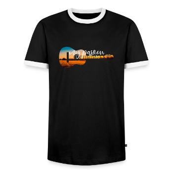 Ma passion Musique! Cadeau de guitare musicale - T-shirt contrasté Homme - noir/blanc - Devant - AI Model Female 172 light (172cm) & AI Model Male 178 light (178cm)