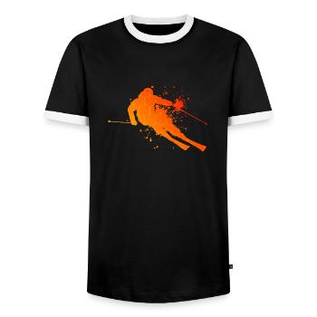 Freestyle Skifahrer Skifahren Skifahrer - Männer Kontrast-T-Shirt - Schwarz/Weiß - Vorne - AI Model Female 172 light (172cm) & AI Model Male 178 light (178cm)