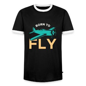 Born to Fly Aviation Pilot - Männer Kontrast-T-Shirt - Schwarz/Weiß - Vorne - AI Model Female 172 light (172cm) & AI Model Male 178 light (178cm)