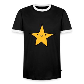 Liebes freundliches Sternchen - Männer Kontrast-T-Shirt - Schwarz/Weiß - Vorne - AI Model Female 172 light (172cm) & AI Model Male 178 light (178cm)