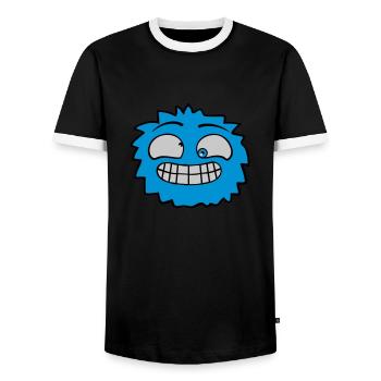 Hairy monster face - Men's Ringer Shirt - black/white - Front - AI Model Female 172 light (172cm) & AI Model Male 178 light (178cm)