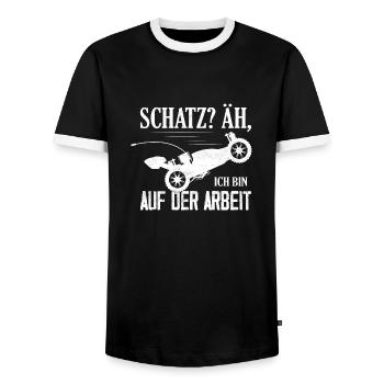 Schatz? Äh, Ich bin auf der Arbeit RC Car Modellb - Männer Kontrast-T-Shirt - Schwarz/Weiß - Vorne - AI Model Female 172 light (172cm) & AI Model Male 178 light (178cm)